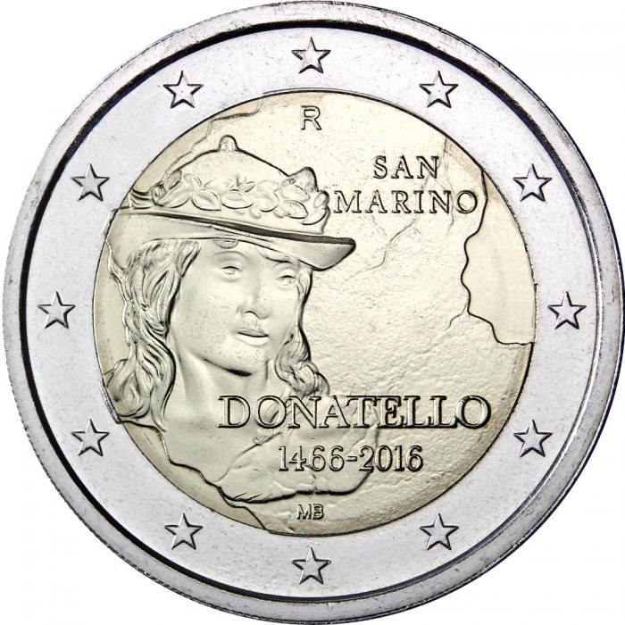 San Marino 2 euro 2016 Donatello BU in blister